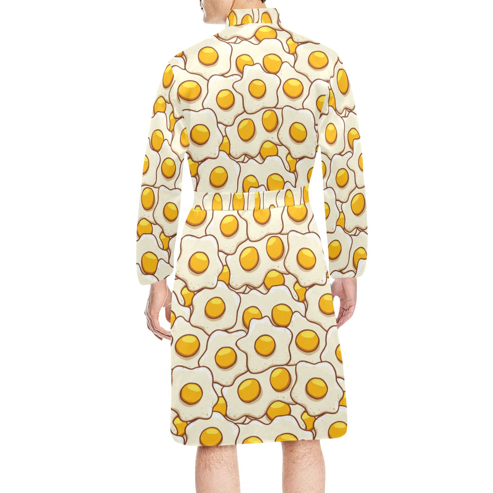 Fried Eggs Pattern Print Design 02 Men's Long Sleeve Belted Night Robe