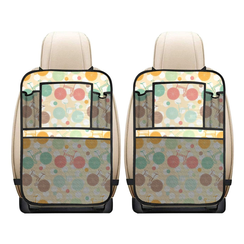 Bicycle Pattern Print Design 01 Car Seat Back Organizer