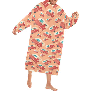 Camper Van Pattern Print Design 03 Blanket Robe with Sleeves