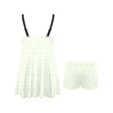 Cucumber pattern background Chest Sexy Pleated Two Piece Swim Dress