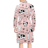 Cows milk product pink background Men's Long Sleeve Belted Night Robe