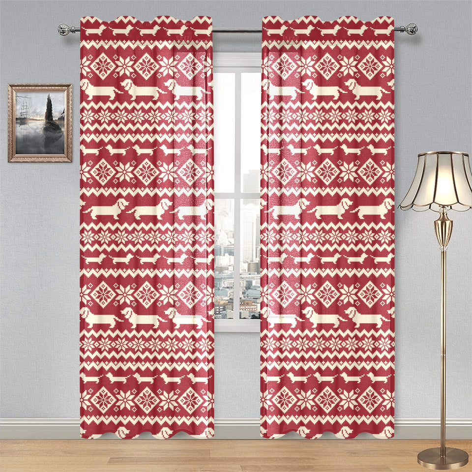 Dachshund Nordic pattern Gauze Curtain