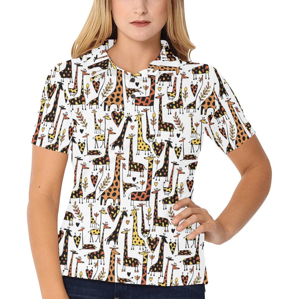 Giraffe Pattern Print Design 05 Women's All Over Print Polo Shirt