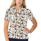 Giraffe Pattern Print Design 05 Women's All Over Print Polo Shirt