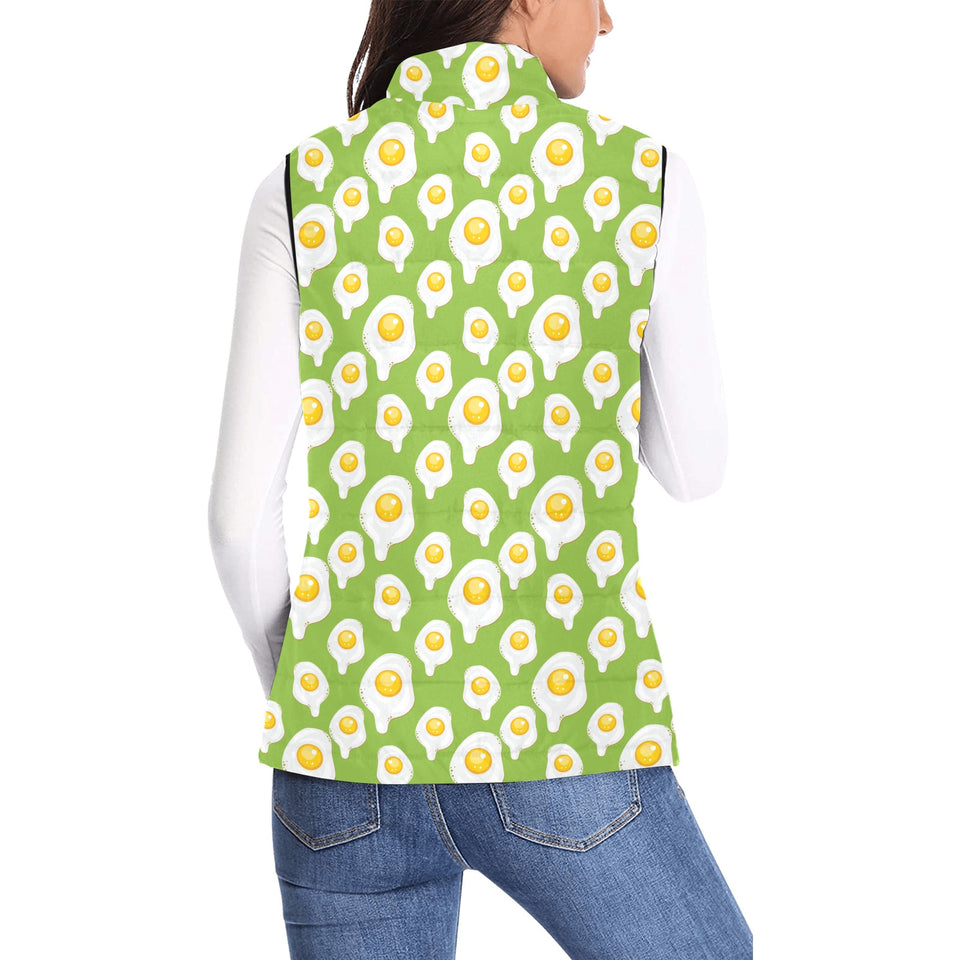 Fried Eggs Pattern Print Design 01 Women's Padded Vest
