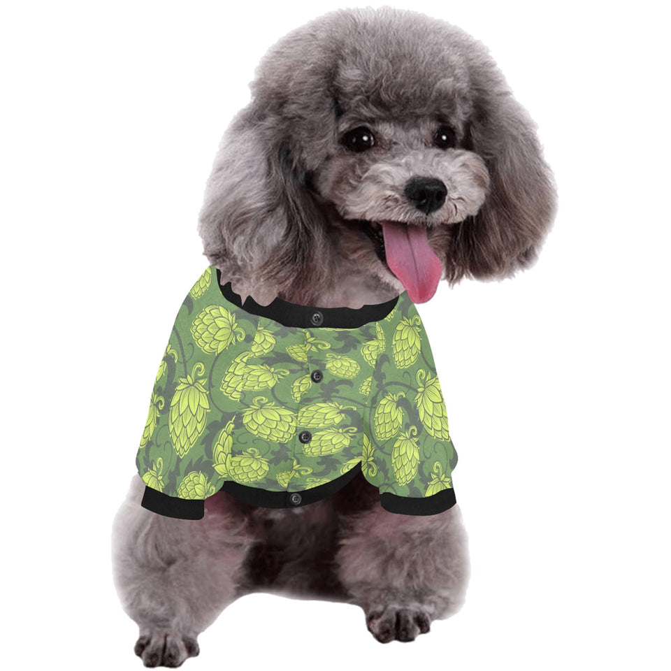 Hop pattern Hop cone background All Over Print Pet Dog Round Neck Fuzzy Shirt