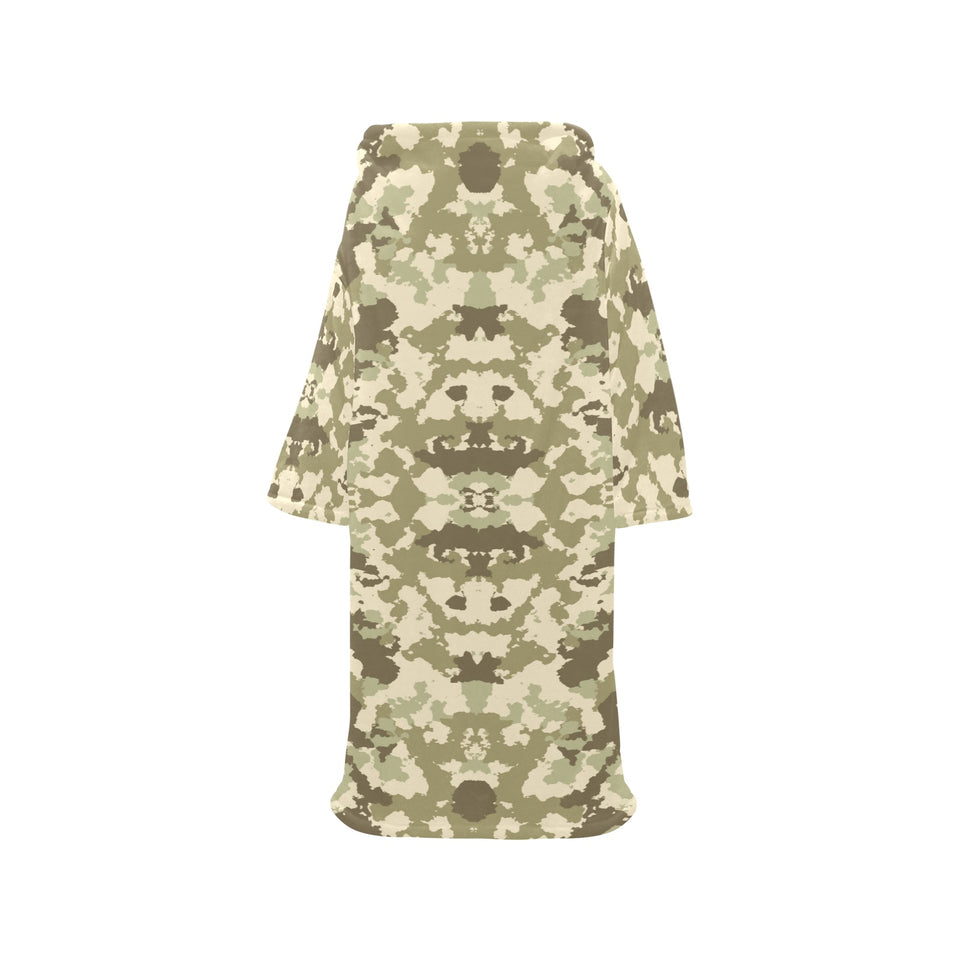 Light Green camouflage pattern Blanket Robe with Sleeves
