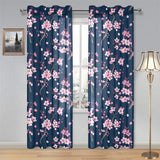 Pink sakura cherry blossom blue background Gauze Curtain