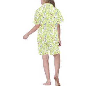 Tennis Pattern Print Design 01 Kids' Boys' Girls' V-Neck Short Pajama Set