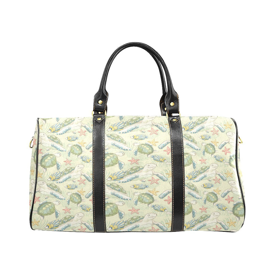 Hand drawn sea turtle fish pattern Travel Bag