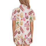 Cake cupcake sweets pattern Women's V-Neck Short Pajama Set