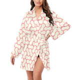 peanuts texture pattern Women's Long Sleeve Belted Night Robe