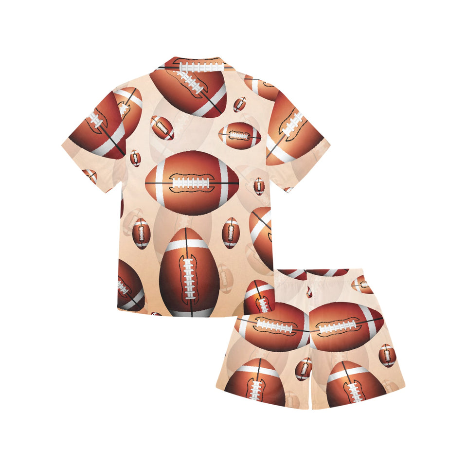 American football ball design pattern Kids' Boys' Girls' V-Neck Short Pajama Set