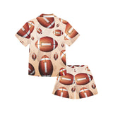 American football ball design pattern Kids' Boys' Girls' V-Neck Short Pajama Set