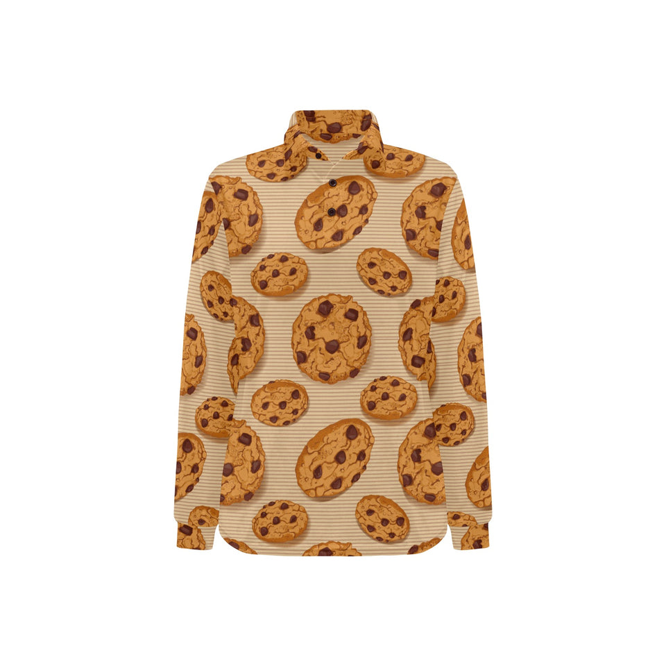 Cookie pattern Women's Long Sleeve Polo Shirt