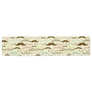 Mustache Beard Pattern Print Design 01 Table Runner