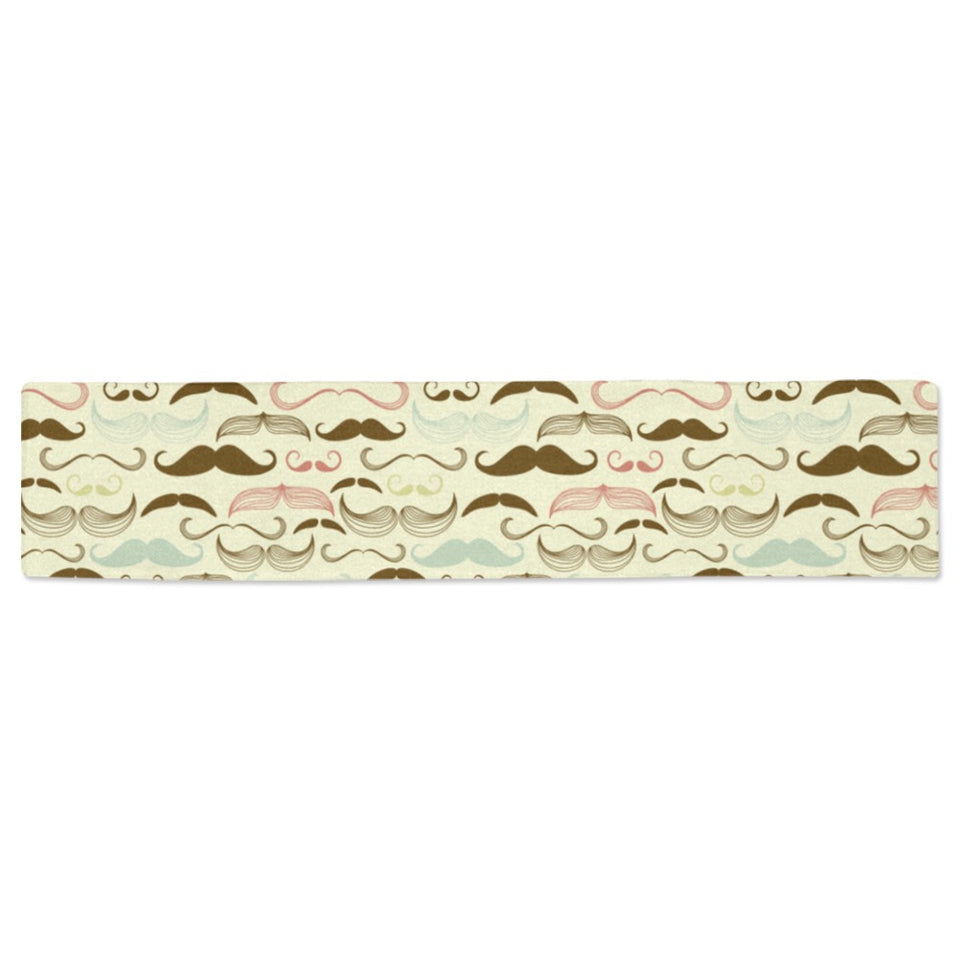 Mustache Beard Pattern Print Design 01 Table Runner