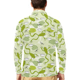 Cute frog dragonfly pattern Men's Long Sleeve Polo Shirt