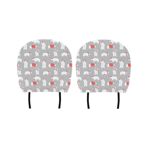 Cute polar bear christmas snow pattern Car Headrest Cover
