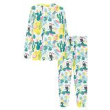 Cute parrot toucan flamingo cactus exotic leaves p Women's All Over Print Pajama Set