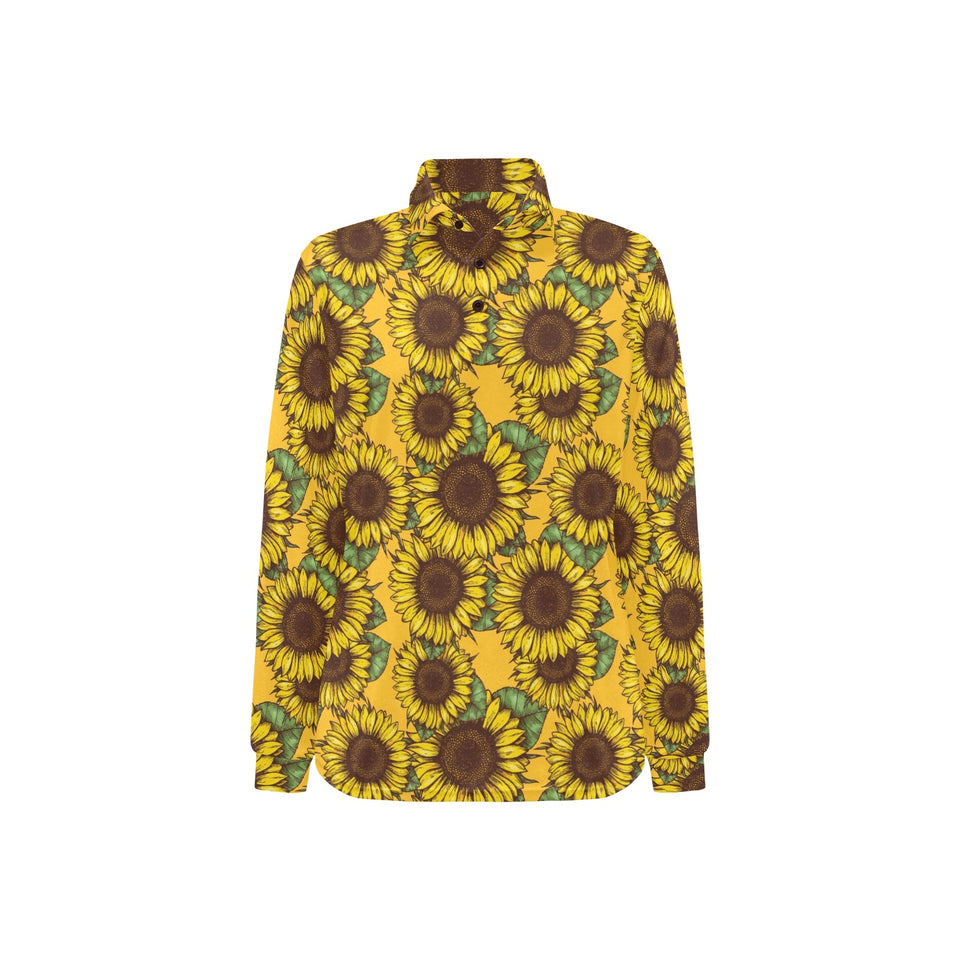 Sunflower pattern Women's Long Sleeve Polo Shirt