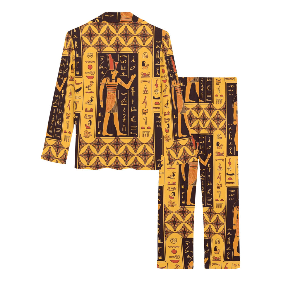 Egypt Hieroglyphics Pattern Print Design 05 Women's Long Pajama Set