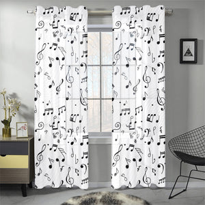 Music Notes Pattern Print Design 04 Gauze Curtain