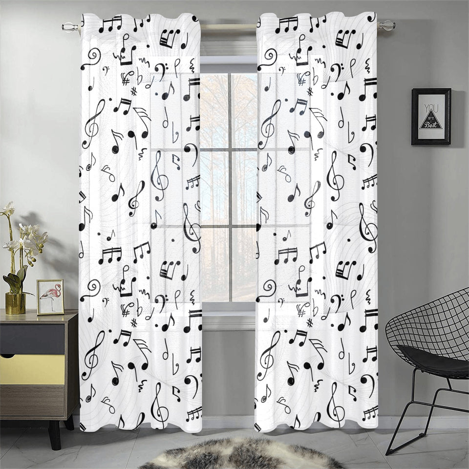 Music Notes Pattern Print Design 04 Gauze Curtain