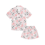 Cute panda ballon heart pattern Kids' Boys' Girls' V-Neck Short Pajama Set