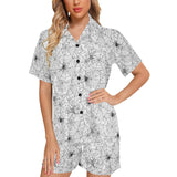 Spider web cobweb pattern Women's V-Neck Short Pajama Set