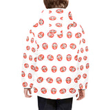 Daruma japanese wooden doll pattern Kids' Boys' Girls' Padded Hooded Jacket