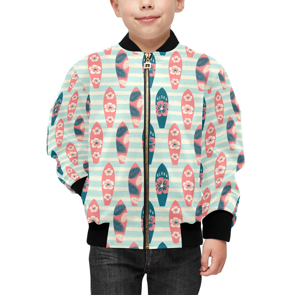 Surfboard Pattern Print Design 02 Kids' Boys' Girls' Bomber Jacket