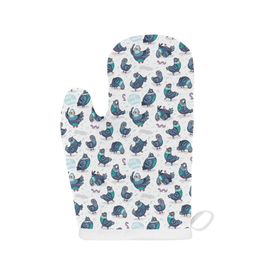 Pigeon Pattern Print Design 02 Heat Resistant Oven Mitts