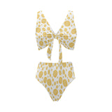 Potato Chips Pattern Print Design 03 Chest Bowknot High Waisted Bikini Swimsuit