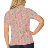 Eiffel Tower Flower Pattern Design 03 Women's All Over Print Polo Shirt