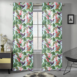 Hummingbird Pattern Print Design 05 Gauze Curtain