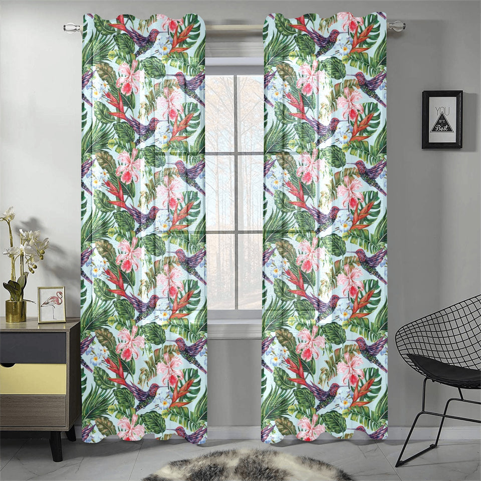 Hummingbird Pattern Print Design 05 Gauze Curtain