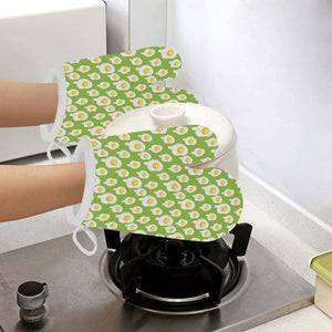 Fried Eggs Pattern Print Design 01 Heat Resistant Oven Mitts