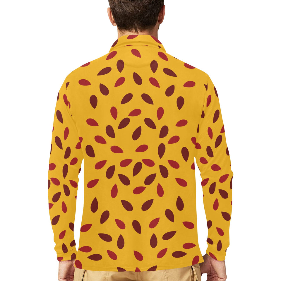 Passion fruit texture Men's Long Sleeve Polo Shirt