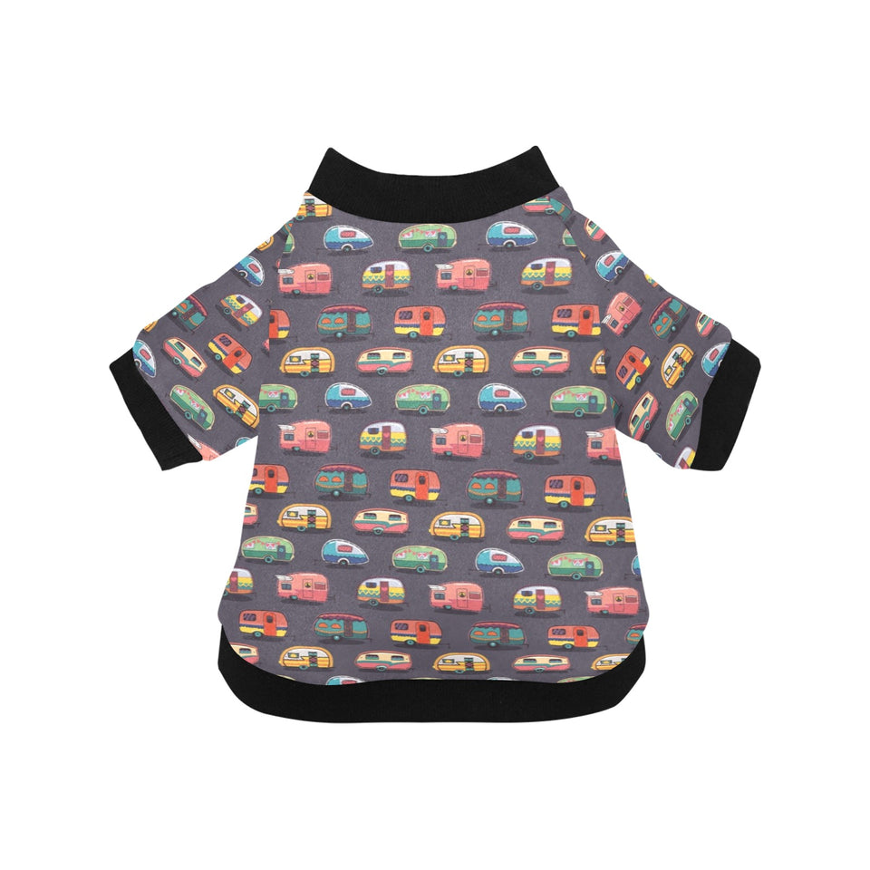 Camper Van Pattern Print Design 02 All Over Print Pet Dog Round Neck Fuzzy Shirt