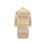 Wood Printed Pattern Print Design 01 Men's Long Sleeve Belted Night Robe