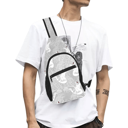white swan gray background All Over Print Chest Bag