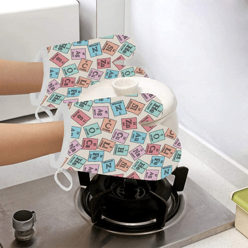 Chemistry Periodic Table Pattern Print Design 02 Heat Resistant Oven Mitts