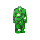 Frog waterlily pattern Men's Long Sleeve Belted Night Robe