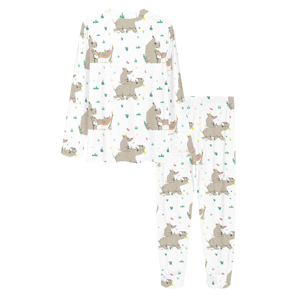 Cute Rhino pattern background Women's All Over Print Pajama Set