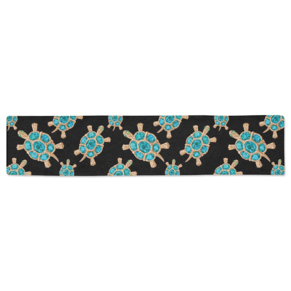 Sea turtle blue stone pattern Table Runner