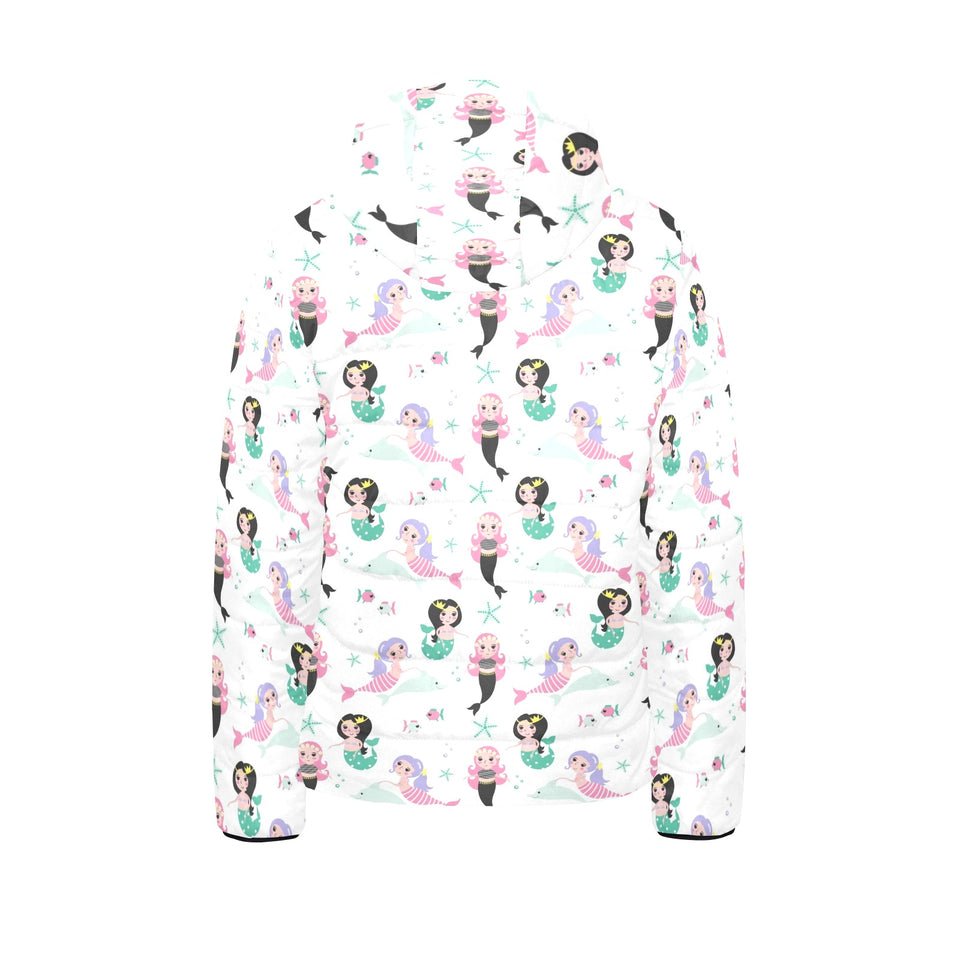 cute mermaid dolphin fish starfish pattern Kids' Boys' Girls' Padded Hooded Jacket