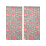 Red gold Sakura cherry blossom gray background Gauze Curtain