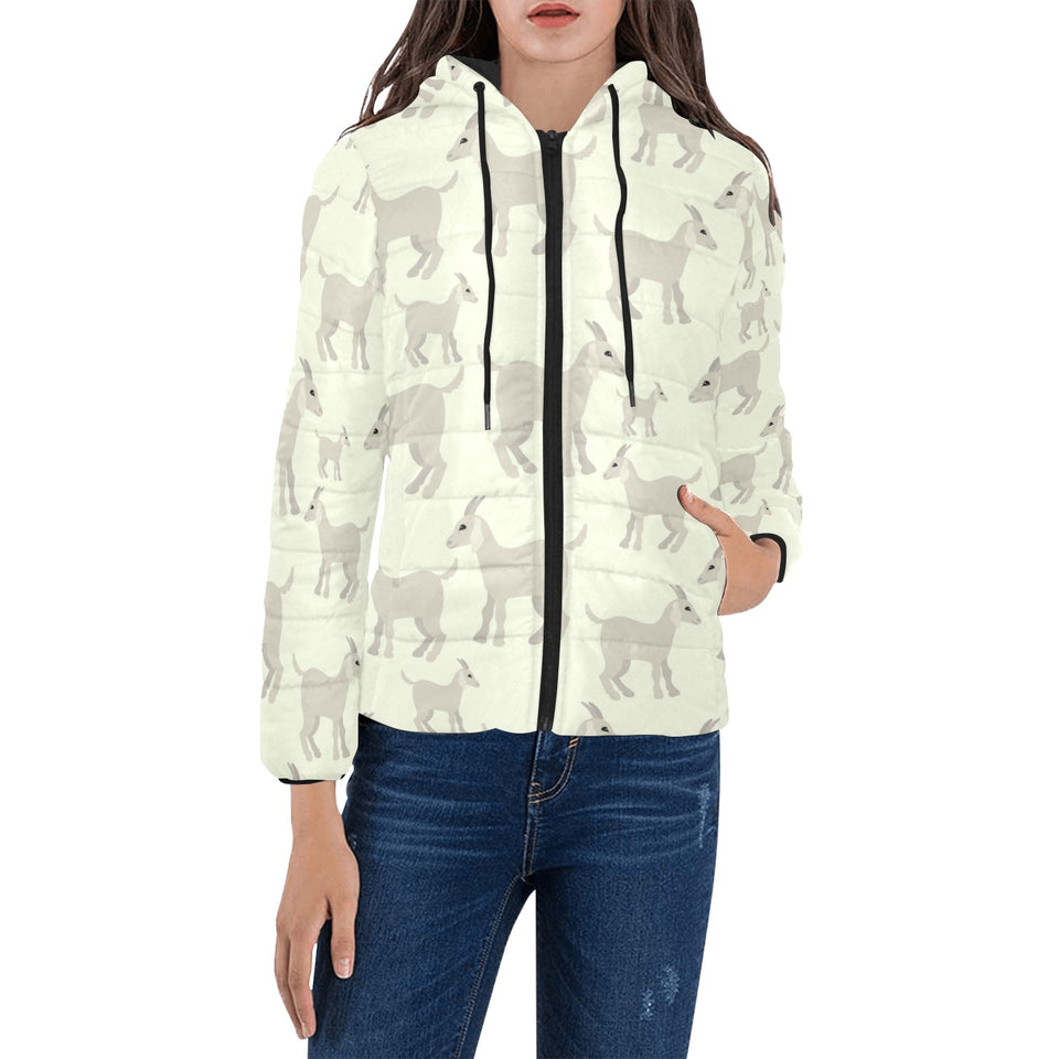 Little young goat pattern Women's Padded Hooded Jacket