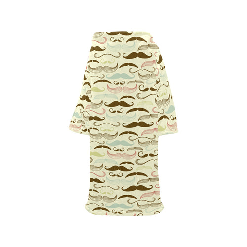 Mustache Beard Pattern Print Design 01 Blanket Robe with Sleeves